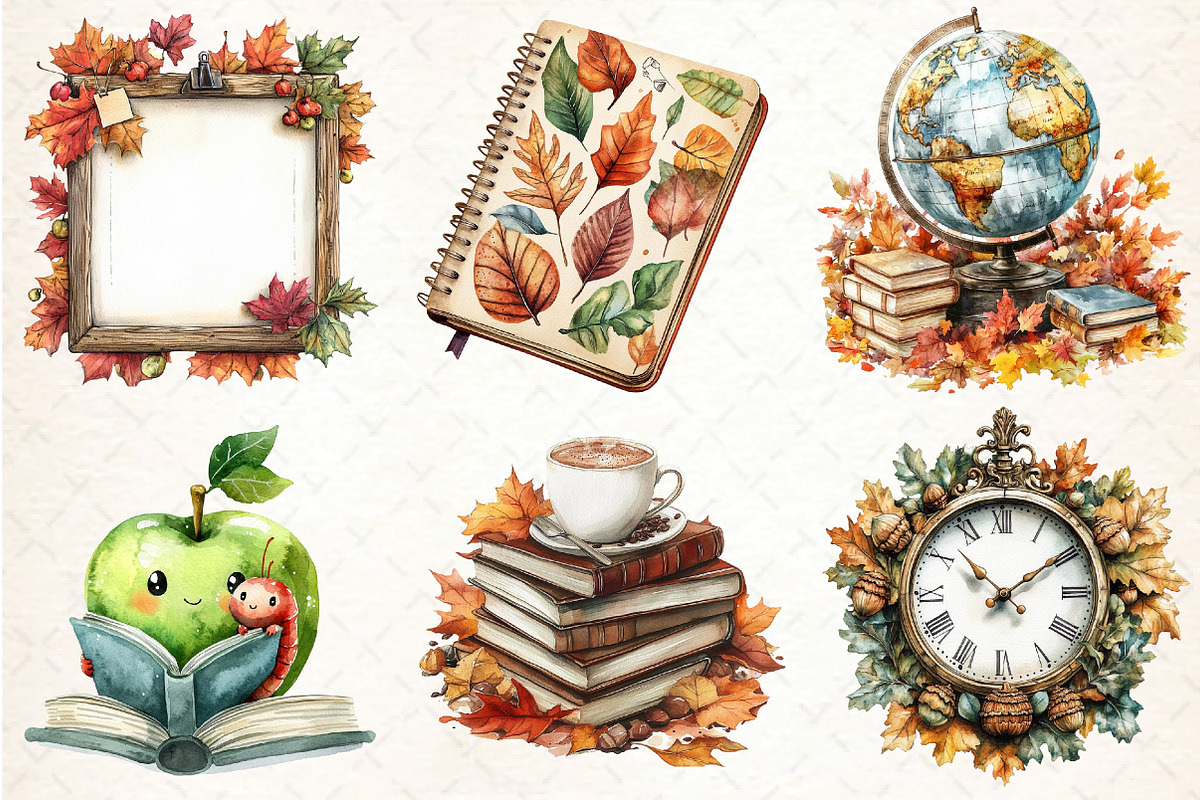 Autumn Back to School Clipart, an Illustration by DreamCafeArt (Photo 4 of 7)