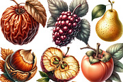 Watercolor Autumn Fruits Clipart, an Illustration by Designking (Thumbnail 2 of 4)