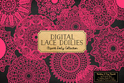 Hot Pink Lace Doilies, Doily Clipart, an Illustration by Amanda Ilkov (Thumbnail 2 of 4)