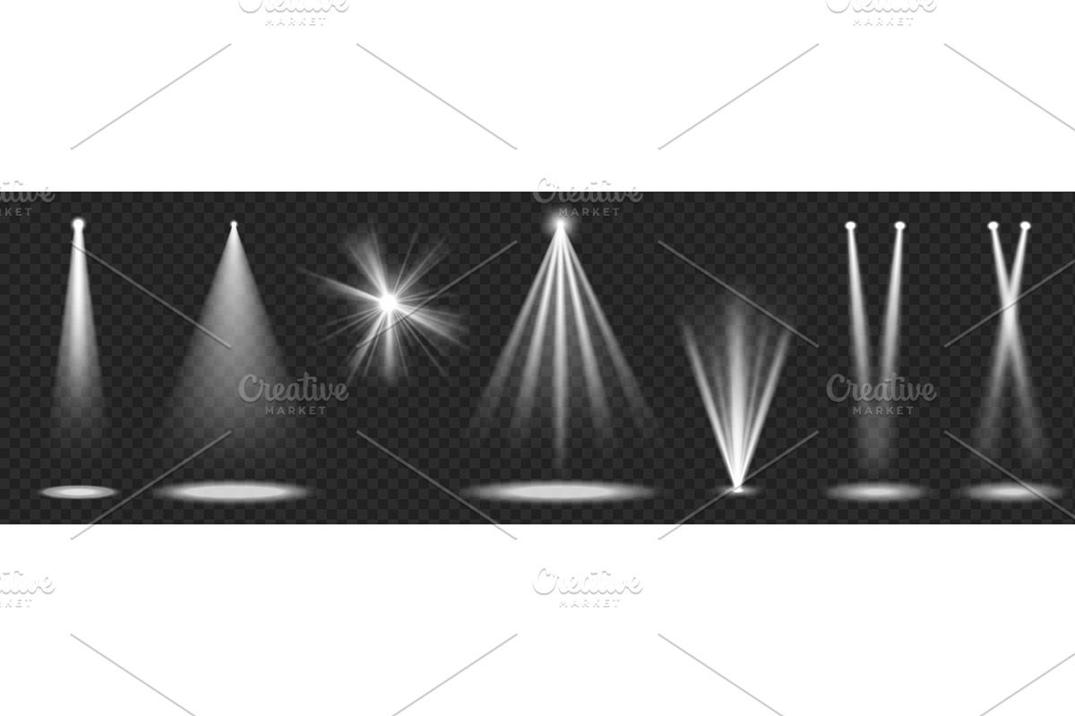 Stage light beams set on transparent, an Illustration by art PVP - market