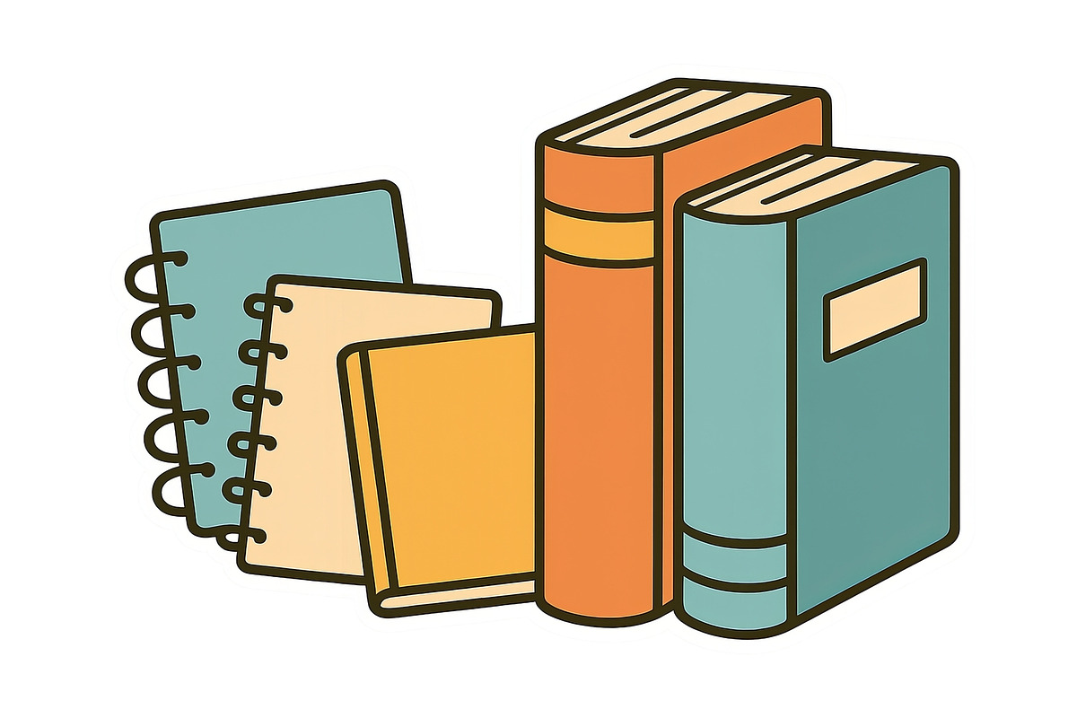 Books and notebooks illustration for, an Illustration by Dvoevnore photos