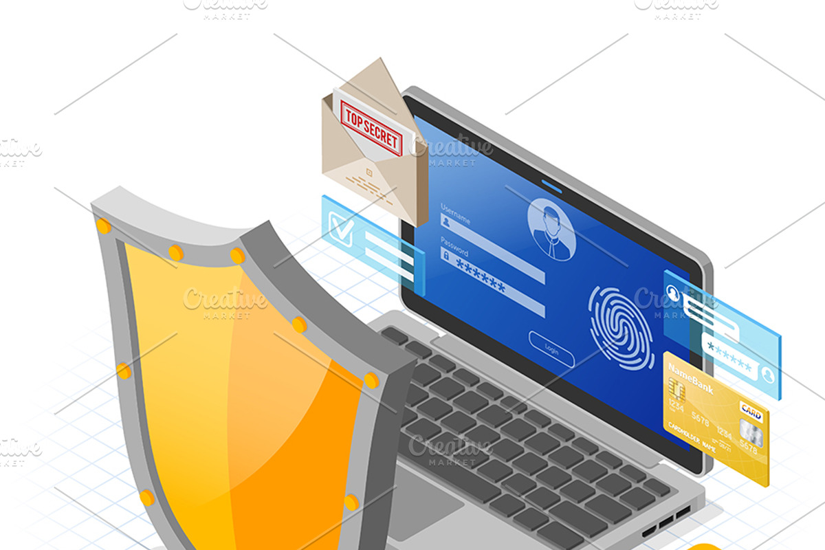 Cyber Security Isometric Concept, a Person Illustration by TAlex (Photo 3 of 6)