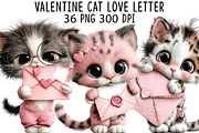 Valentine Cat Love Letter Clipart, an Illustration by CraftArtStudio (Thumbnail 1 of 6)