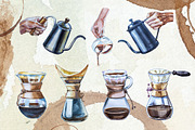 Hand Painted Coffee House Clipart, a Food Illustration by ArtCreationsDesign (Thumbnail 3 of 9)