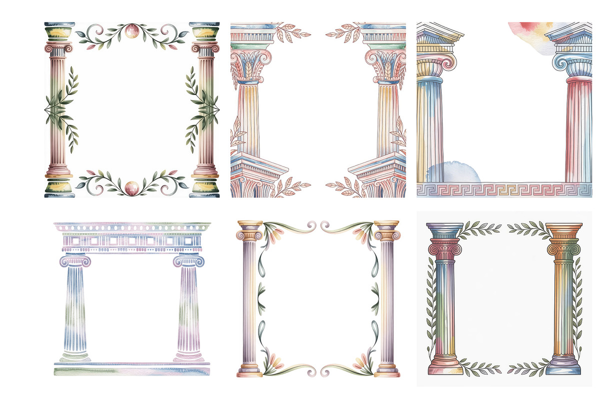 Watercolor antique column frames, a Background Graphic by SketchArtStudio (Photo 3 of 3)