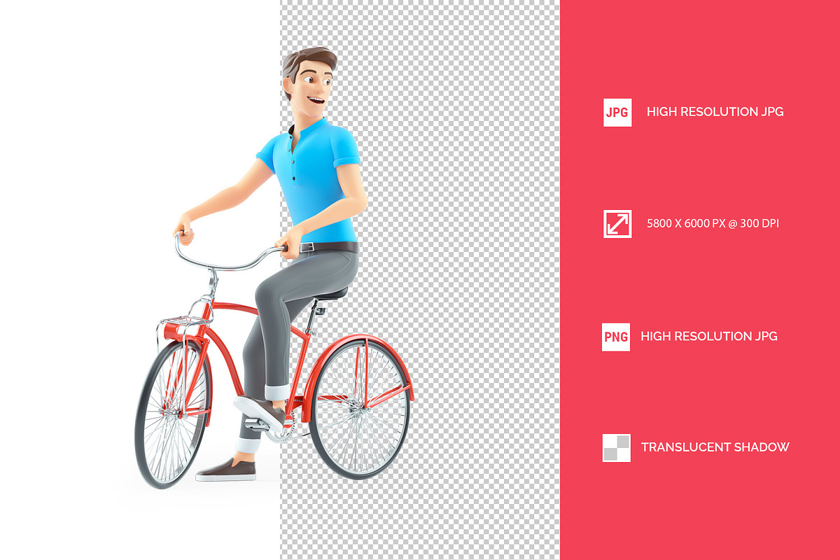 3D Man Riding Bicycle, a Person Illustration by 3DMask