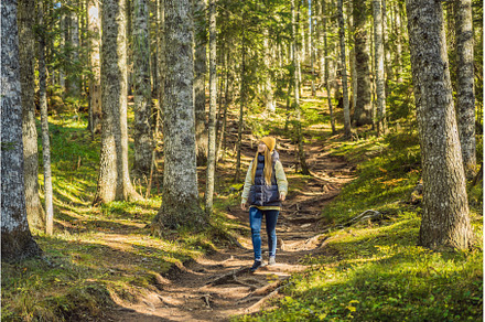 A woman in warm clothes enjoys a, a Nature Photo by Elizaveta Galitskaya