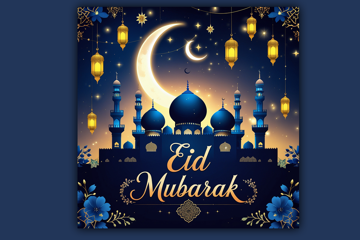 Modern Eid Mubarak Greeting Card, a Photo by microtasker (Photo 1 of 2)