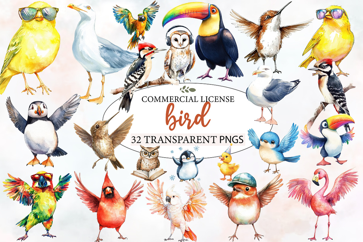 Watercolor bird Sublimation, an Illustration by Designworld (Photo 1 of 6)