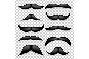 Mustache Isolated On White. Black