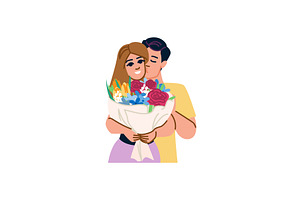 Romantic couple kissing and holding, a Person Illustration by pikepicture