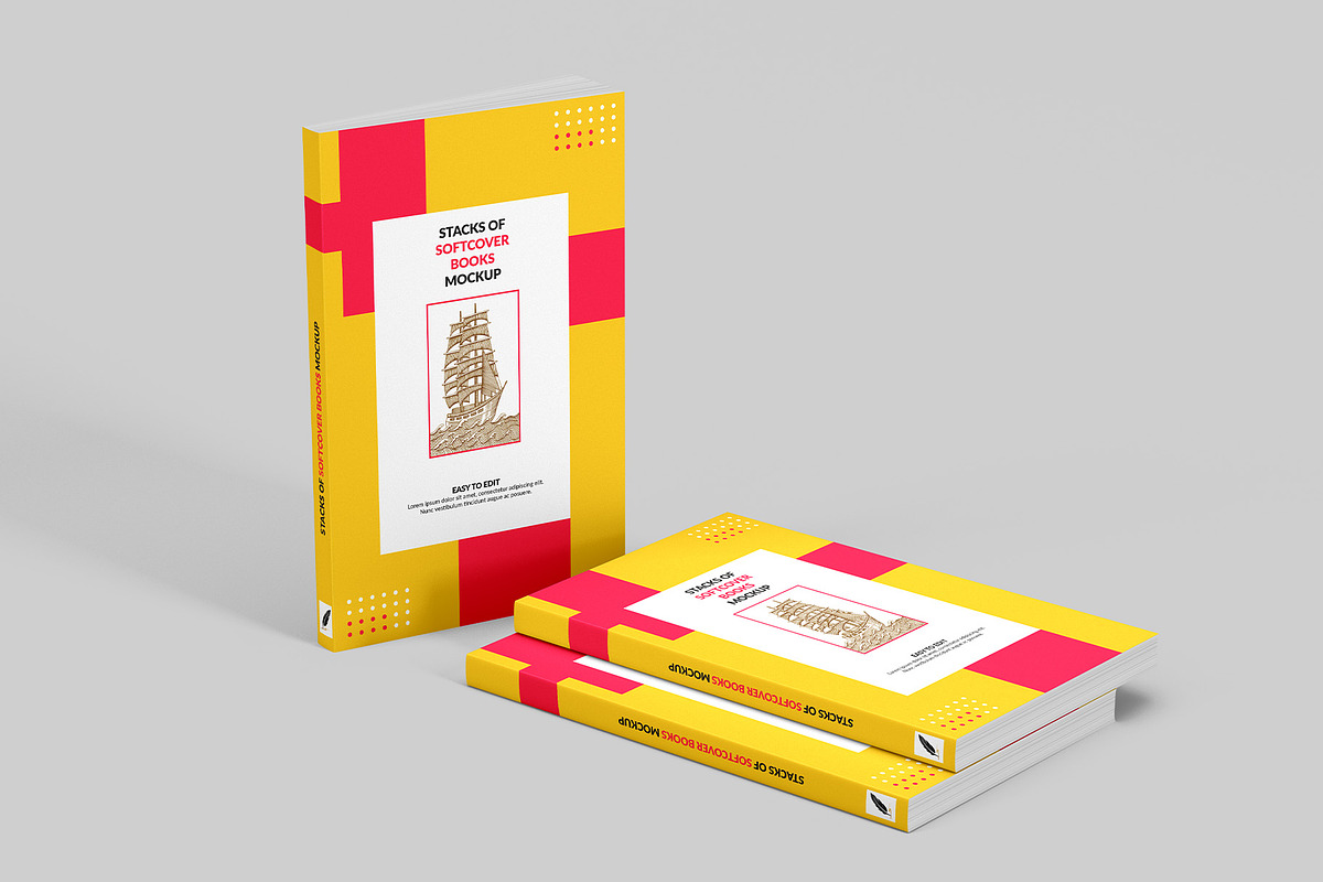 Stacks of Softcover Books Mockup, a Books & Magazine Mockup by Illusiongraphic (Photo 2 of 19)