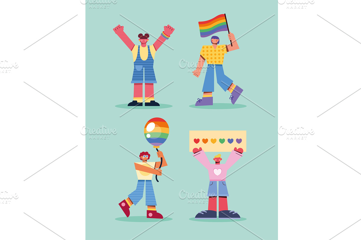 four lgtbiq community persons, a Person Illustration by studiogstock
