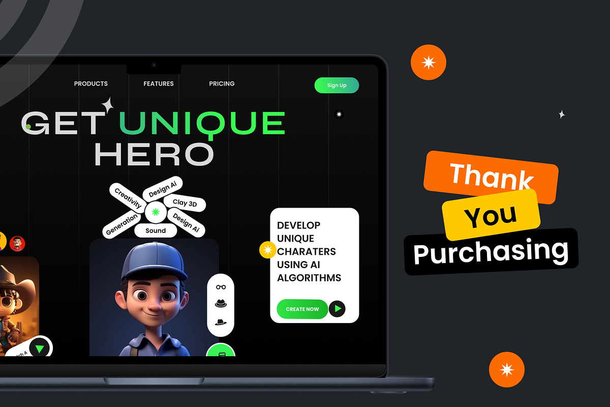 Ai image generator | Ai character ge, an UI Kit Template by Muhammad_Ahmad (Photo 4 of 6)