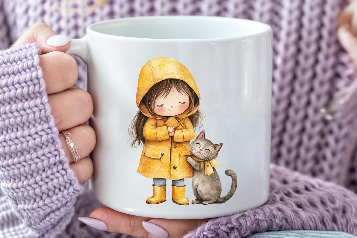 Little Girl & Cat Clipart, an Illustration by Rose Art (Photo 5 of 7)