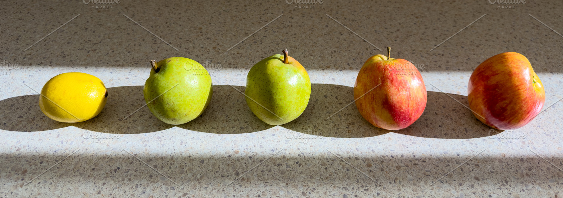 Row Of Fruit High Contrast, a Food & Drink Photo by THP Creative