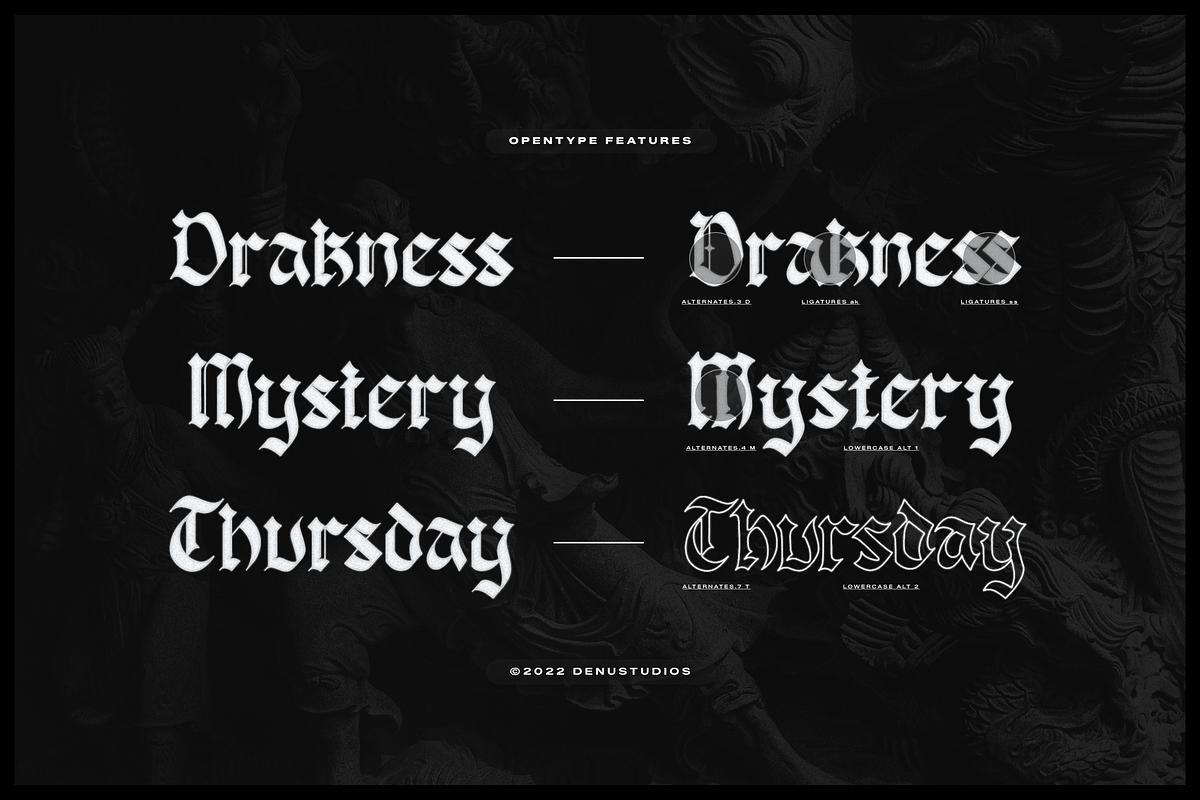 Jeff Zorvyk | Blackletter Typeface, a Blackletter Font by Denustudios (Photo 9 of 12)