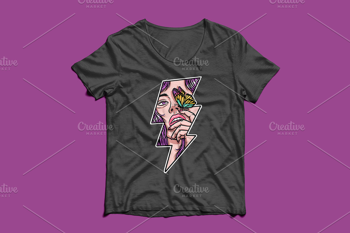 beautiful woman with butterfly, a Person Illustration by gunaonedesign (Photo 3 of 4)