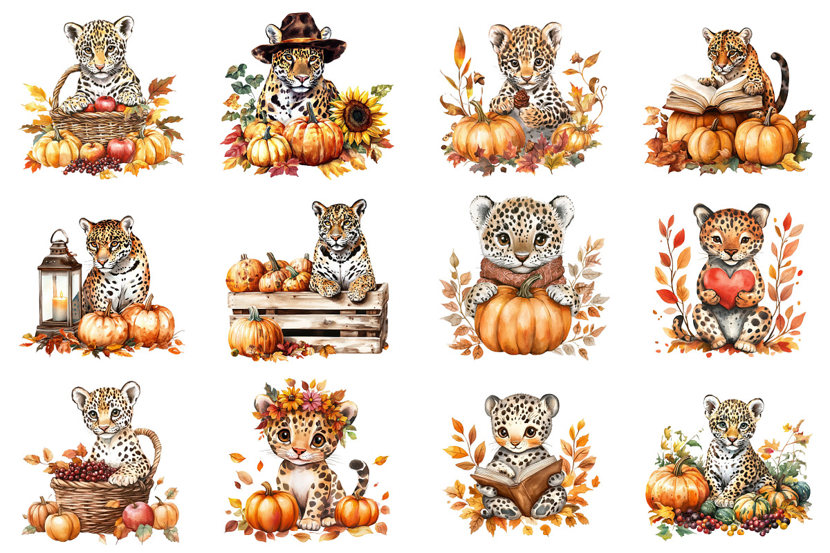 Cute Autumn Jaguar Sublimation, an Illustration by CitraGraphics (Photo 2 of 6)