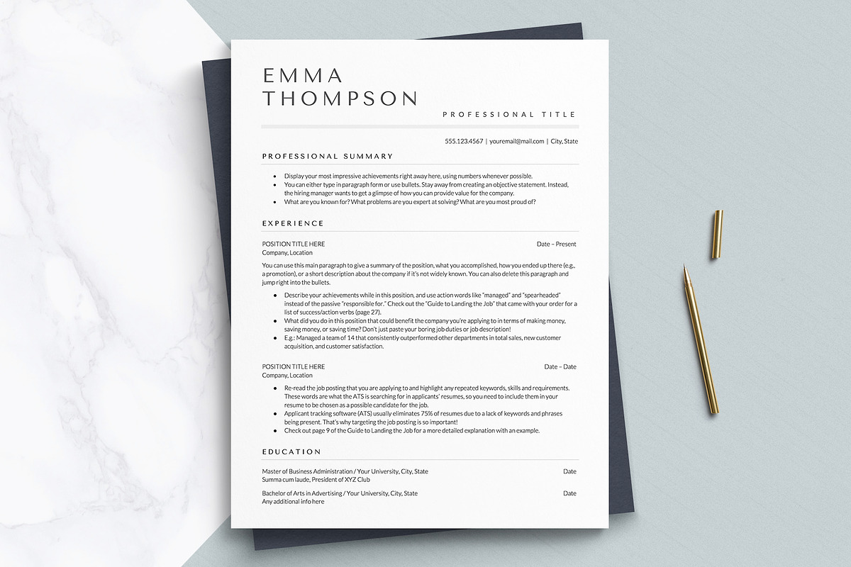 Modern ATS Resume Template for Word, a Resume Template by Get Landed (Photo 2 of 10)
