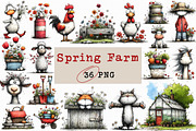 Spring Farm Watercolor Clipart, an Illustration by Libby Wishes (Thumbnail 1 of 6)