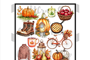 Cozy Fall clipart, an Illustration by CraftCrateShop (Thumbnail 2 of 7)
