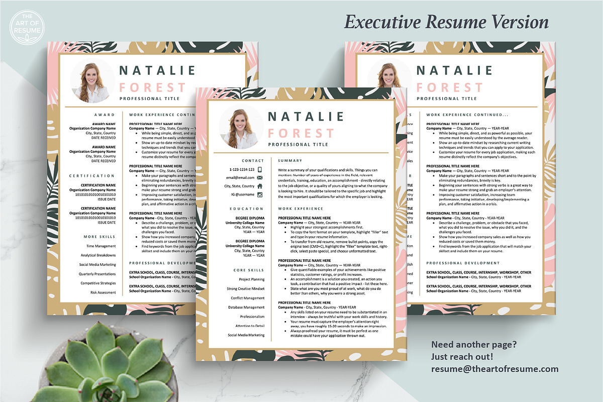 Creative Resume Template, Pretty CV, a Resume Template by The Art of Resume (Photo 5 of 8)