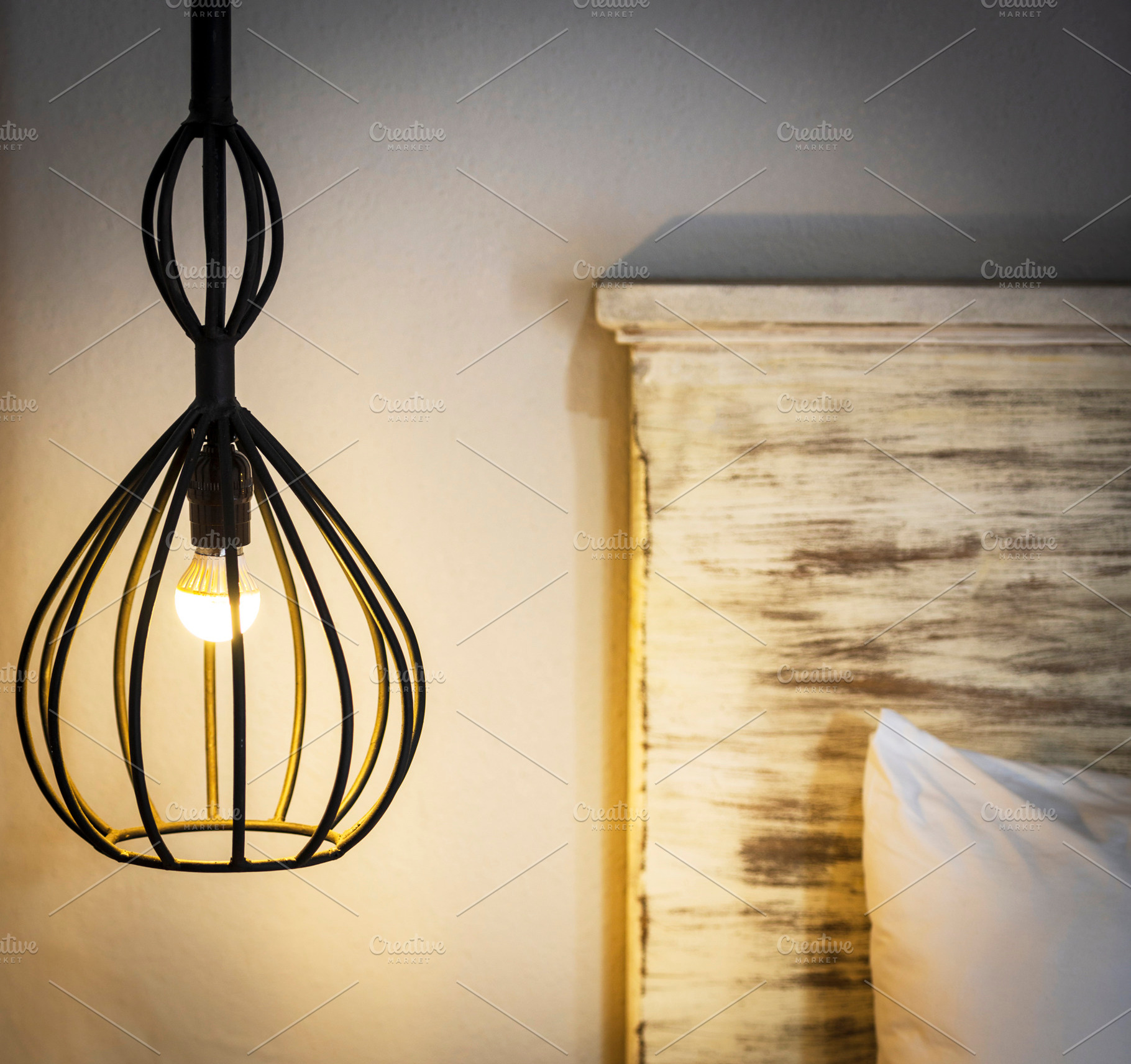 Hanging Bedside Lamp, an Architecture Photo by THP Creative