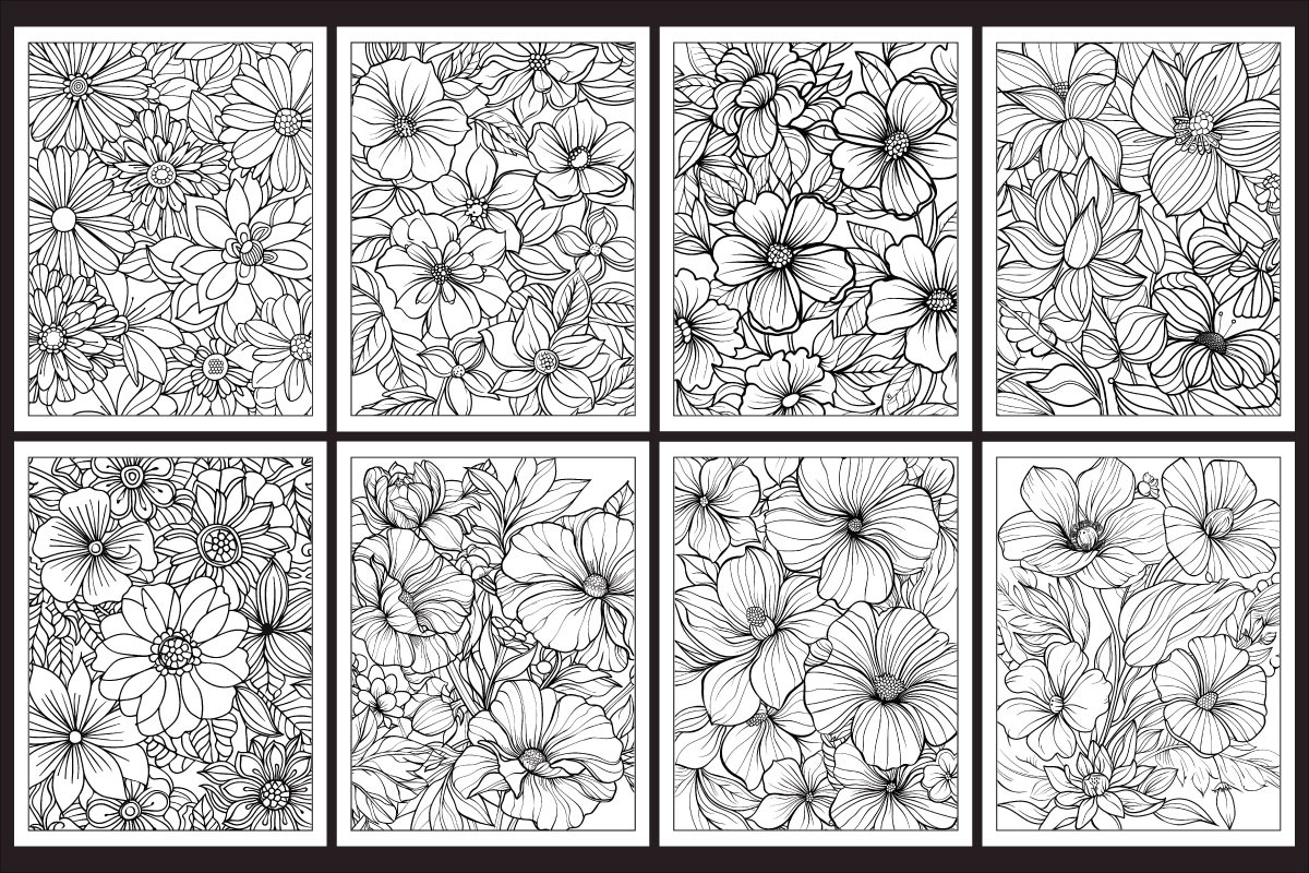 Stress Relief Flowers Coloring Pages, an Illustration by protabsorkar11 (Photo 6 of 8)