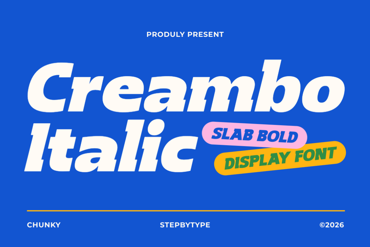 Creambo Italic, a Sans Serif Font by Brand_Hero (Photo 1 of 14)