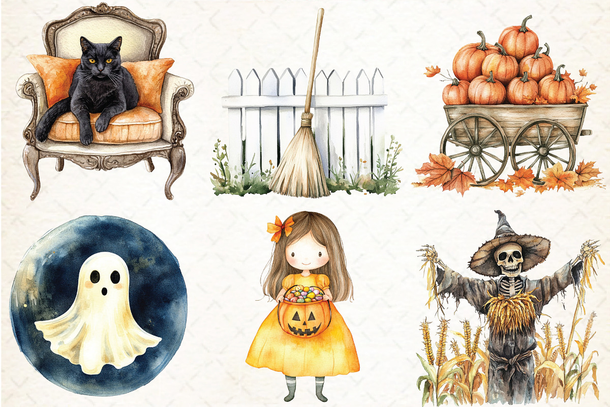 Vintage Halloween Clipart Collection, an Illustration by Libby Wishes (Photo 3 of 9)