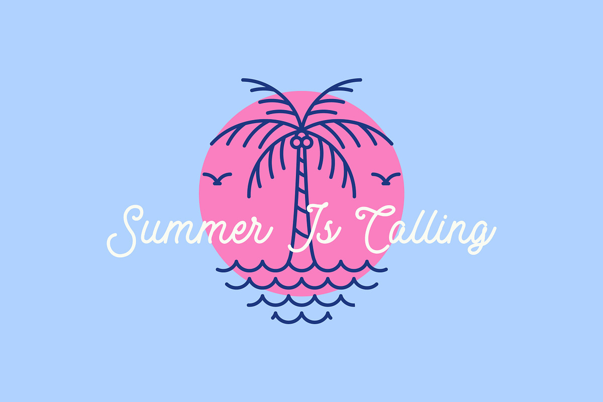 Summer is calling retro linear logo, a Branding & Logo Template by Signatoro (Photo 3 of 3)