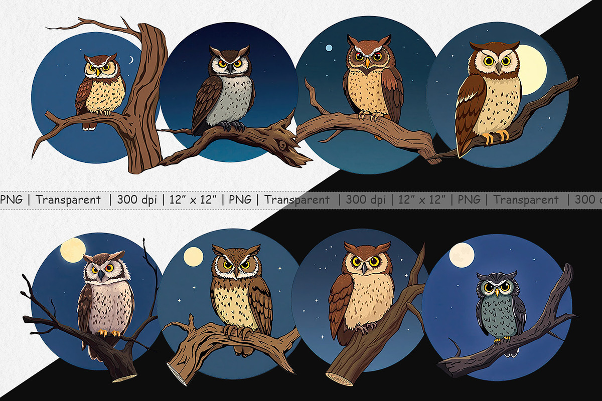 Branch Owl Clipart, a Graphic by Artnoy (Photo 2 of 5)