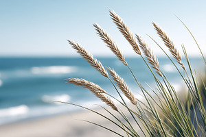 Close up of beach grass swaying, a Nature Photo by MistyDay