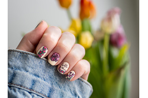 Woman's Hand With Floral Nail Art, an Arts & Entertainment Photo by Fascinadora