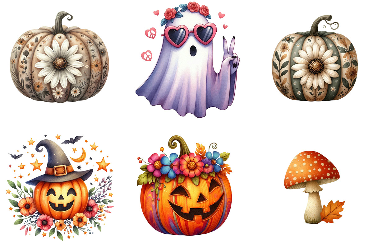 Retro Fall Halloween PNG Clipart Bun, an Illustration by DreamArtGraphic (Photo 3 of 5)
