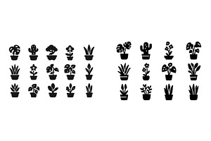 Variety of black silhouette plant, an Illustration by ZinetroN
