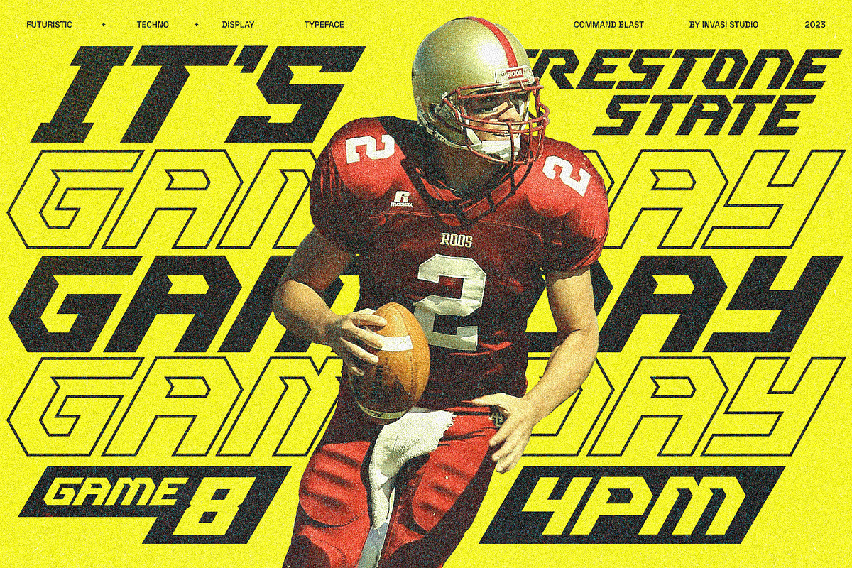 Command Blast - Speed Display Font, a Sans Serif Font by Invasi Studio (Photo 5 of 10)