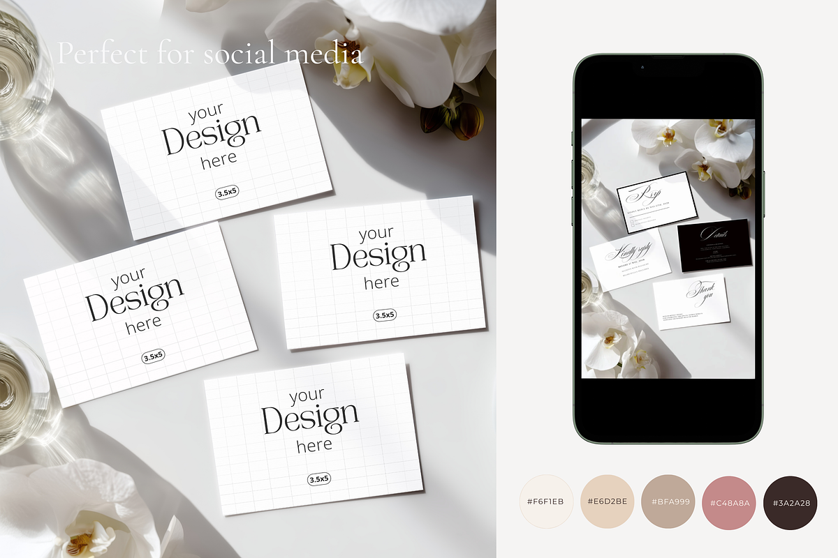 Orchid 3.5x5 RSVP Card Mockup Set, an Advertising Mockup by Serenefeeling (Photo 5 of 6)