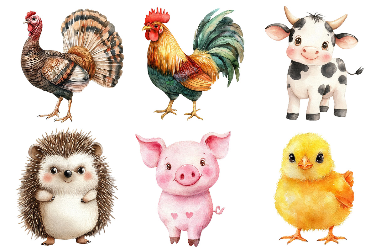 Kawaii & Quirky Farm Animals Clipart, a Seasonal Illustration by CitraGraphics (Photo 3 of 3)
