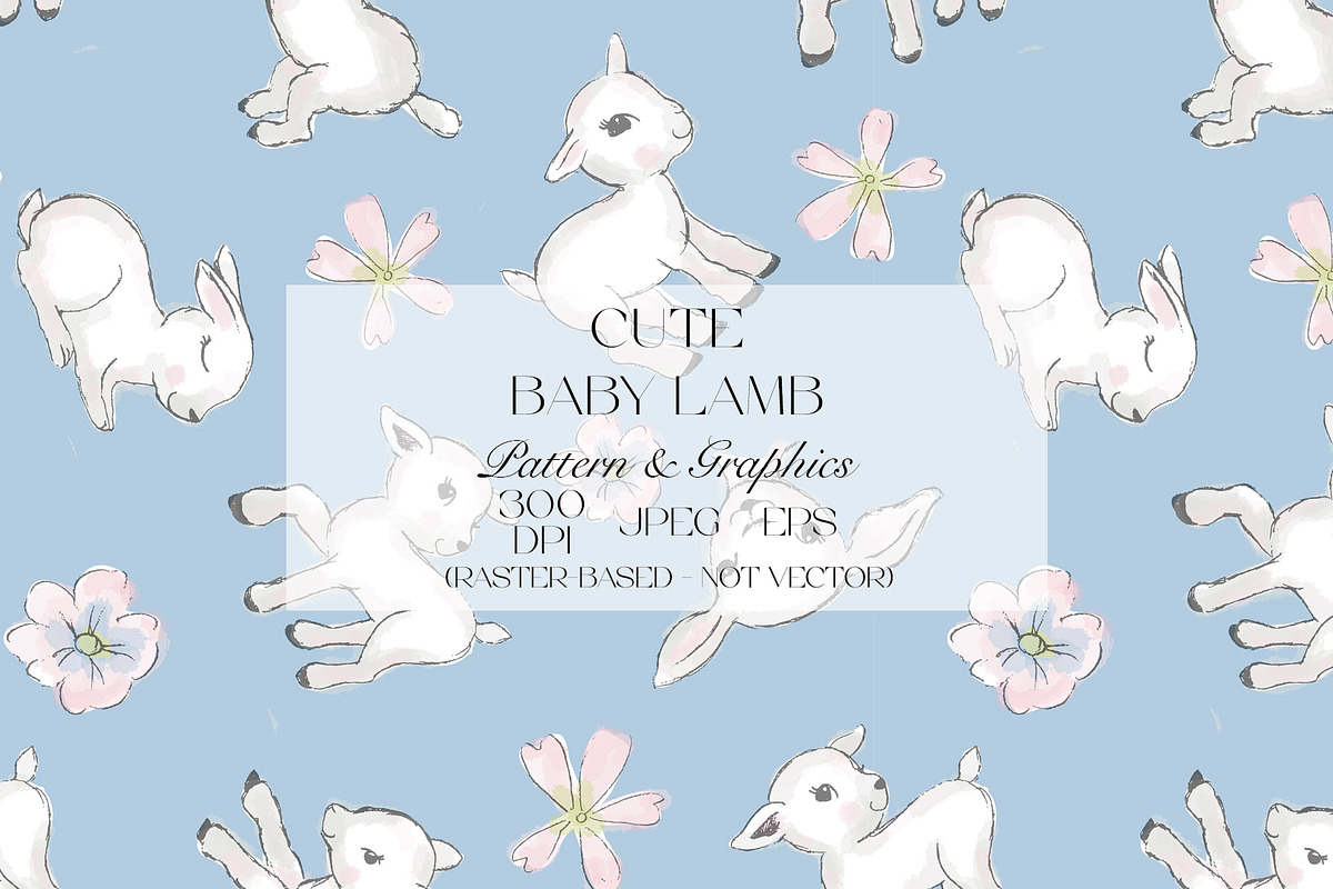 Cute Baby Lamb Pattern, a Pattern Graphic by StudioGlouna (Photo 1 of 4)