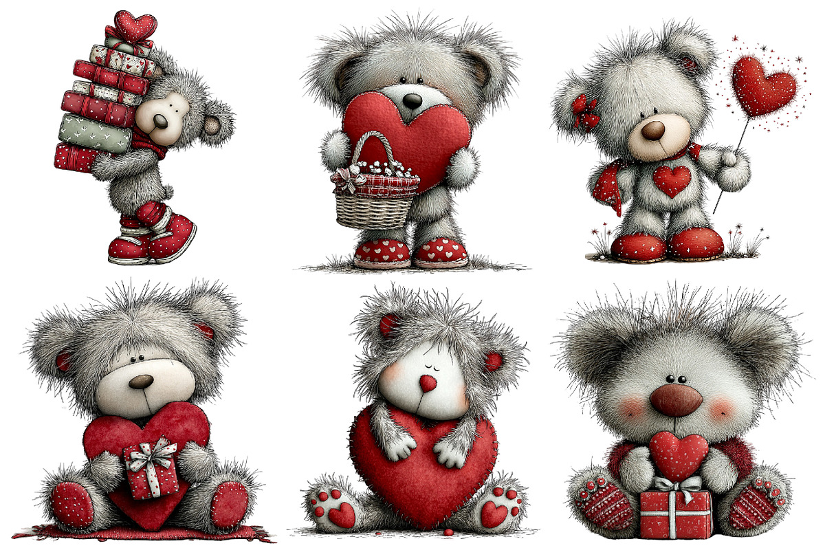 Valentine Teddy Clipart, an Illustration by Pixels.Craft (Photo 4 of 5)