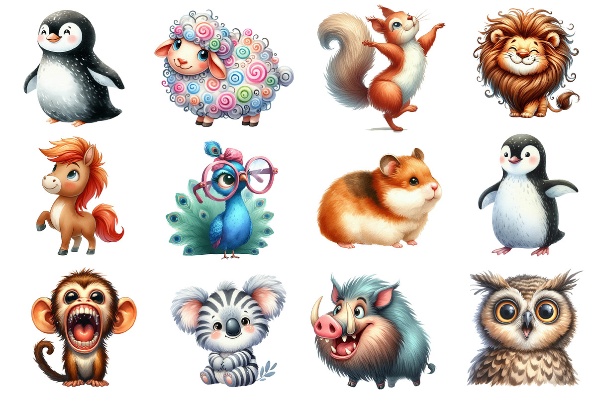 Quirky Funny Animals Sublimation, an Illustration by CreationArt (Photo 3 of 4)