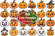 Cute Pumpkin Clipart, a Seasonal Illustration by Forhadx5 (Thumbnail 1 of 9)