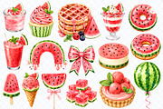 Watermelon Vibes Watercolor Clipart, a Food Illustration by Whimsy Brush Studio (Thumbnail 3 of 8)