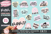 Mom Stickers Hearts & Rainbow PNG, a Decorative Illustration by TheBlackCatPrints (Thumbnail 1 of 2)