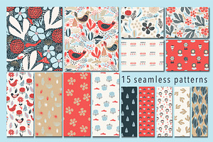 Scandi Floral Tile. Folk & Nordic.