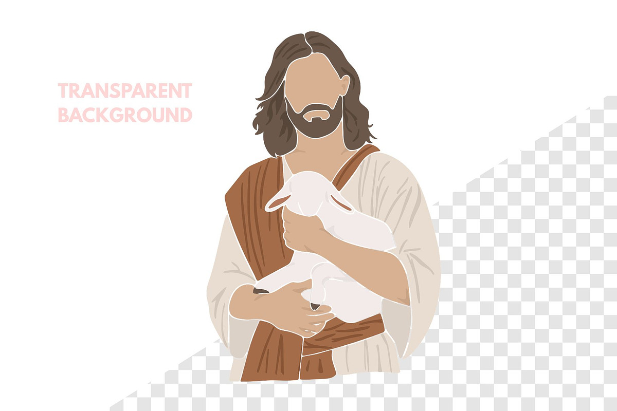Jesus and Sheep Christian Png, a Person Illustration by ⋒DesignECShop⋒ (Photo 2 of 3)