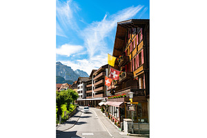 Main street of Wengen with Swiss, an Architecture Photo by Leonid Andronov