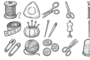 Sewing Tools Collection, an Object Graphic by nikagraphic